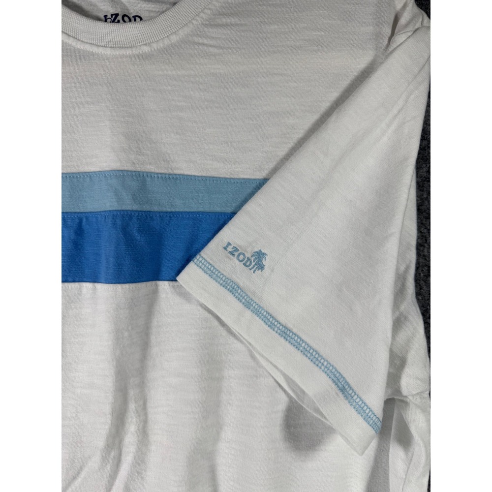 IZOD Saltwater T-Shirt Men's M White w/ Blue Stripe Short Sleeve NWOT - Picture 4 of 8